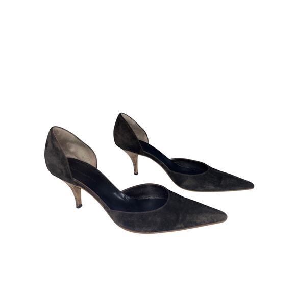 Balenciaga Chocolate Brown Suede Pointed Toe D'Orsay Kitten Heels Sz 39 - Picture 1 of 9